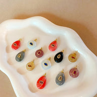 6 Differents Natural Stones Oval and Circular Shape Charms