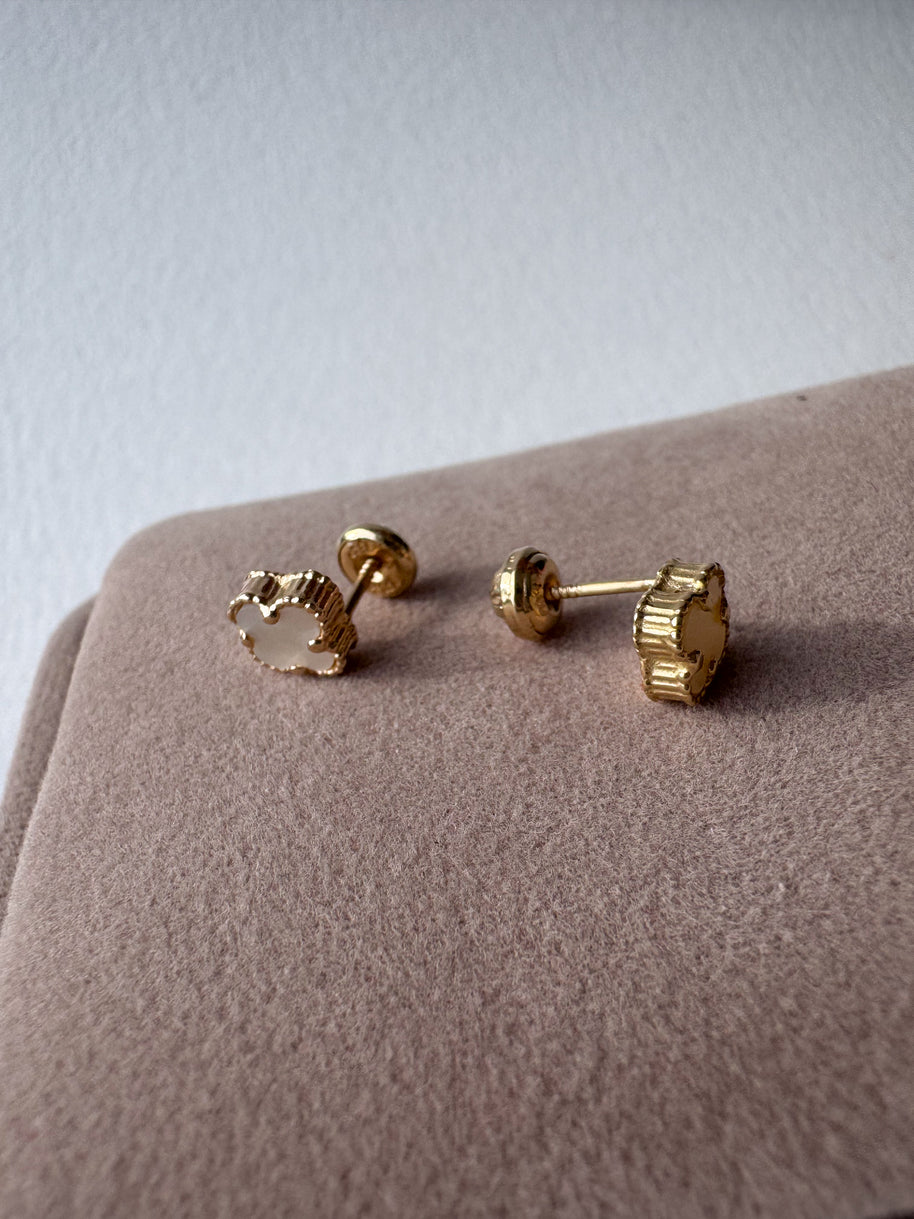 Topitos trebol blanco 18k