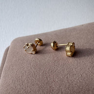 Topitos trebol blanco 18k