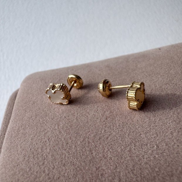 Topitos trebol blanco 18k