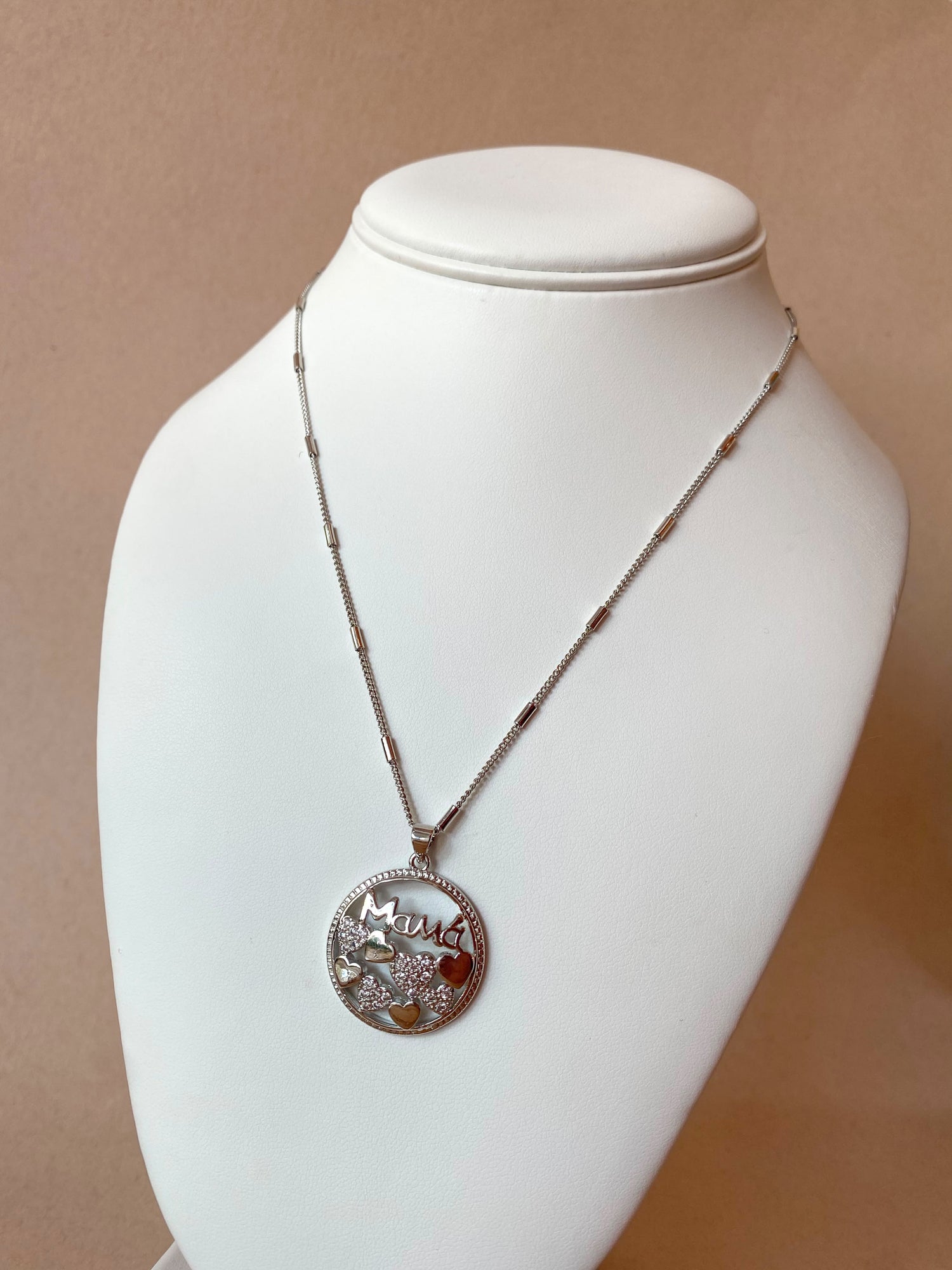 Silver Circular Mama Necklace