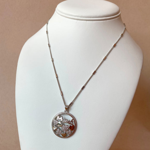 Silver Circular Mama Necklace