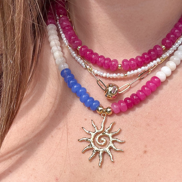 Multicolor Big Sun Morganita Beads Necklace