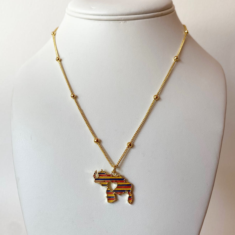 Tricolor Venezuelan Map Golden Necklace