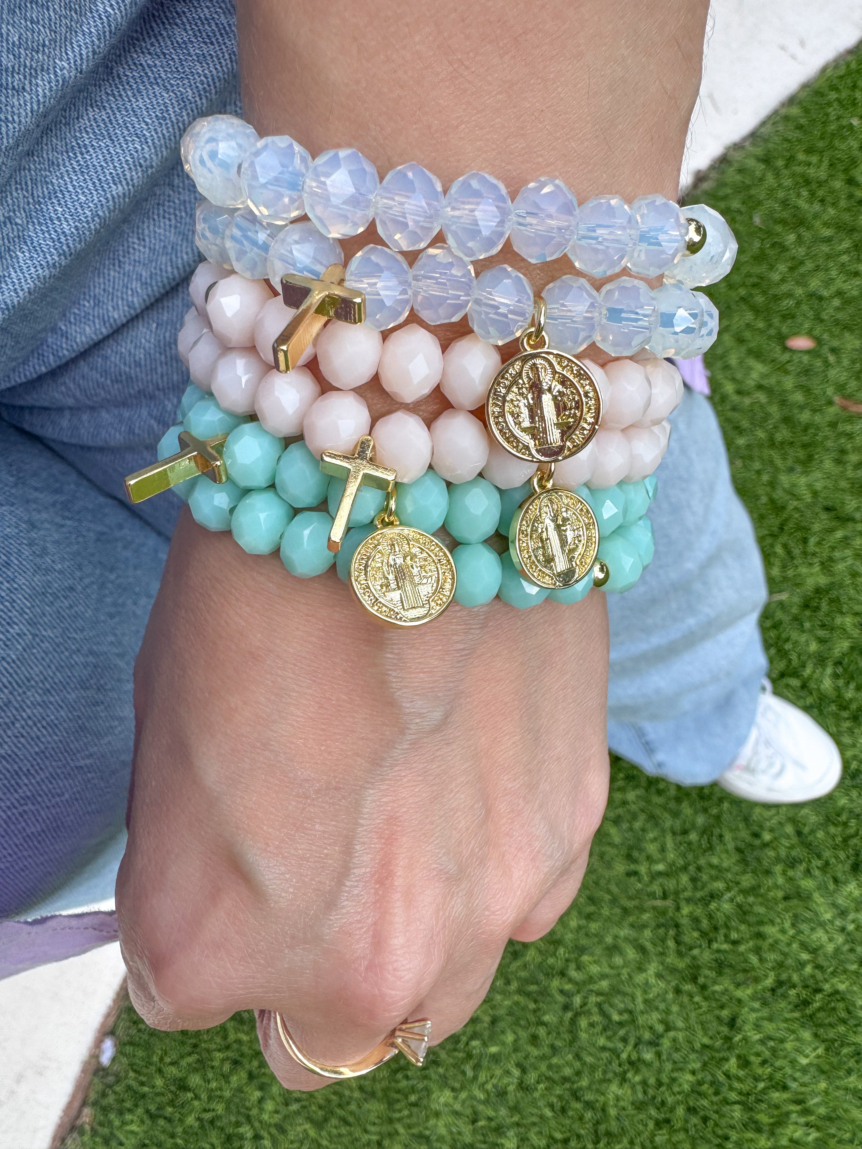 Rosary Style Pastel Colors Crystals Bracelets
