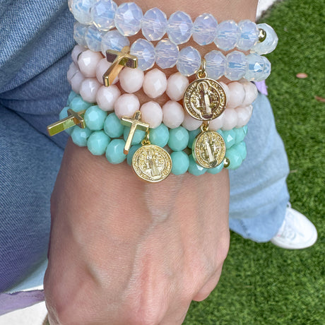 Rosary Style Pastel Colors Crystals Bracelets
