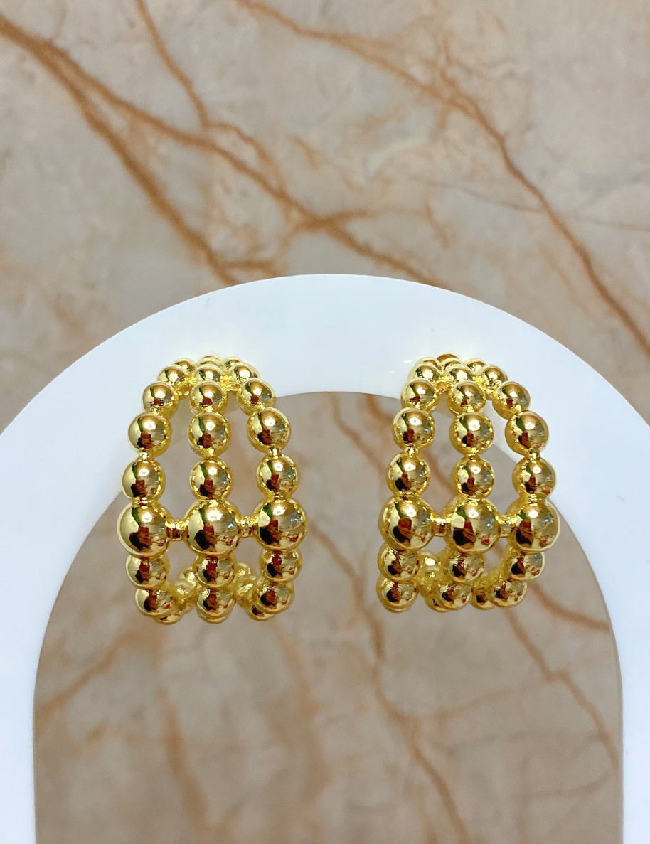 3 Layers Golden Beads Earrings
