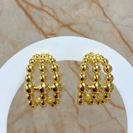 3 Layers Golden Beads Earrings