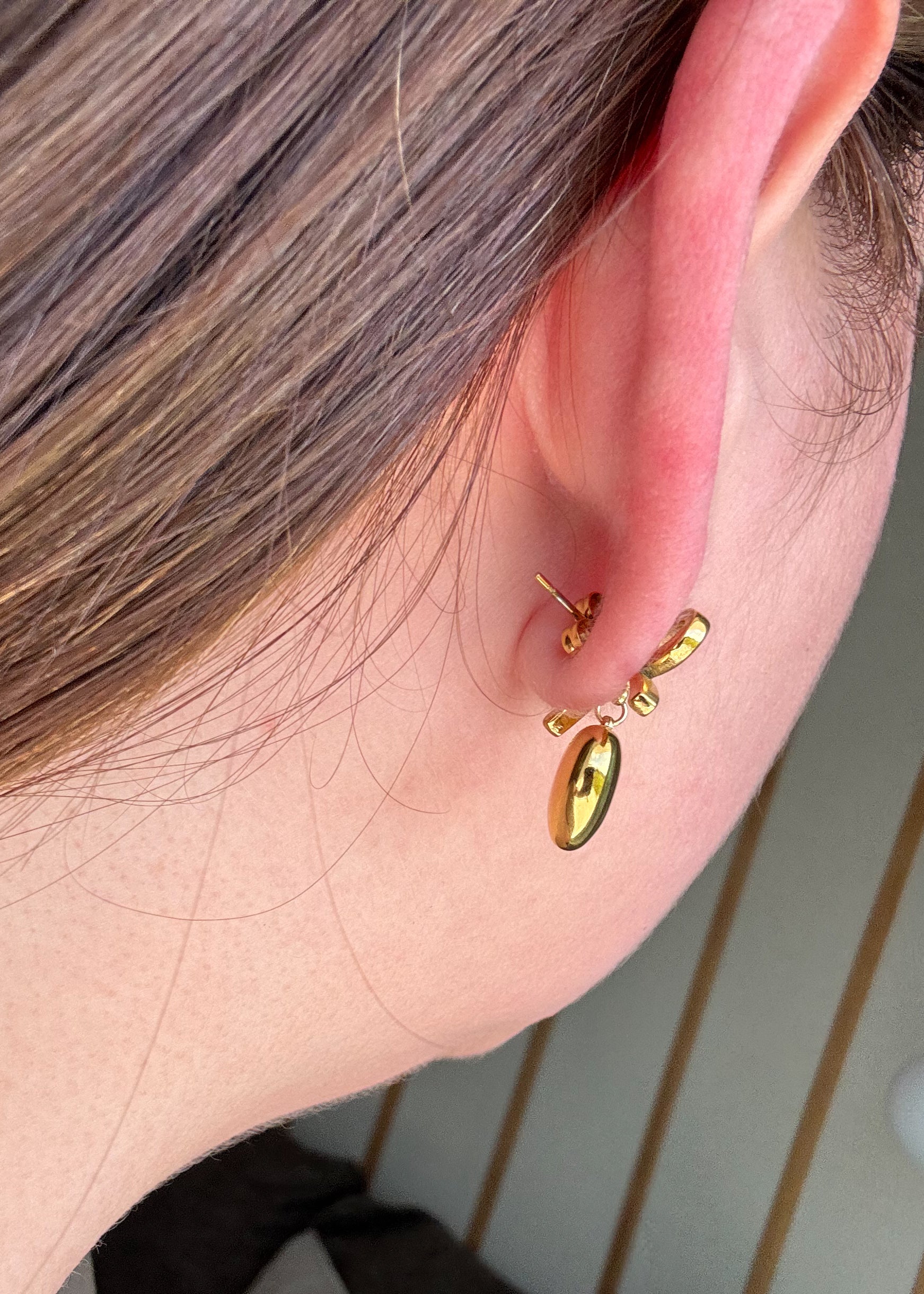 Bow Heart Style Steel Earrings