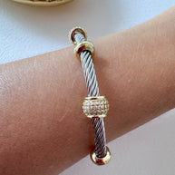 Rigid Steel Silver and Gold Shiny Bracelet