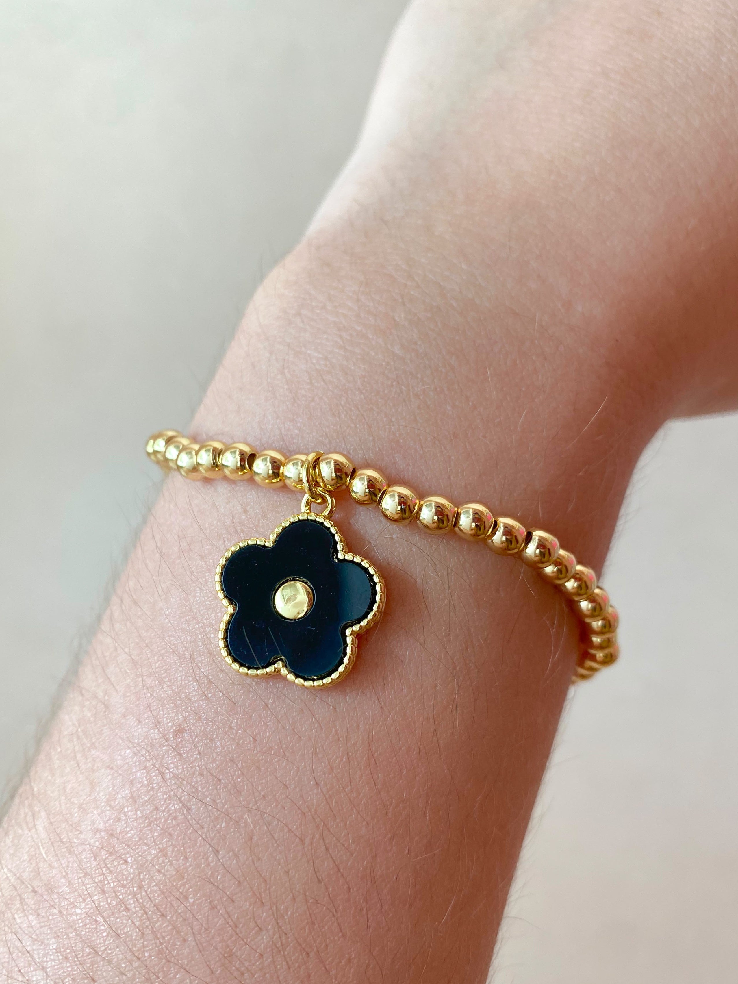 Black Flower Elastic Bracelet