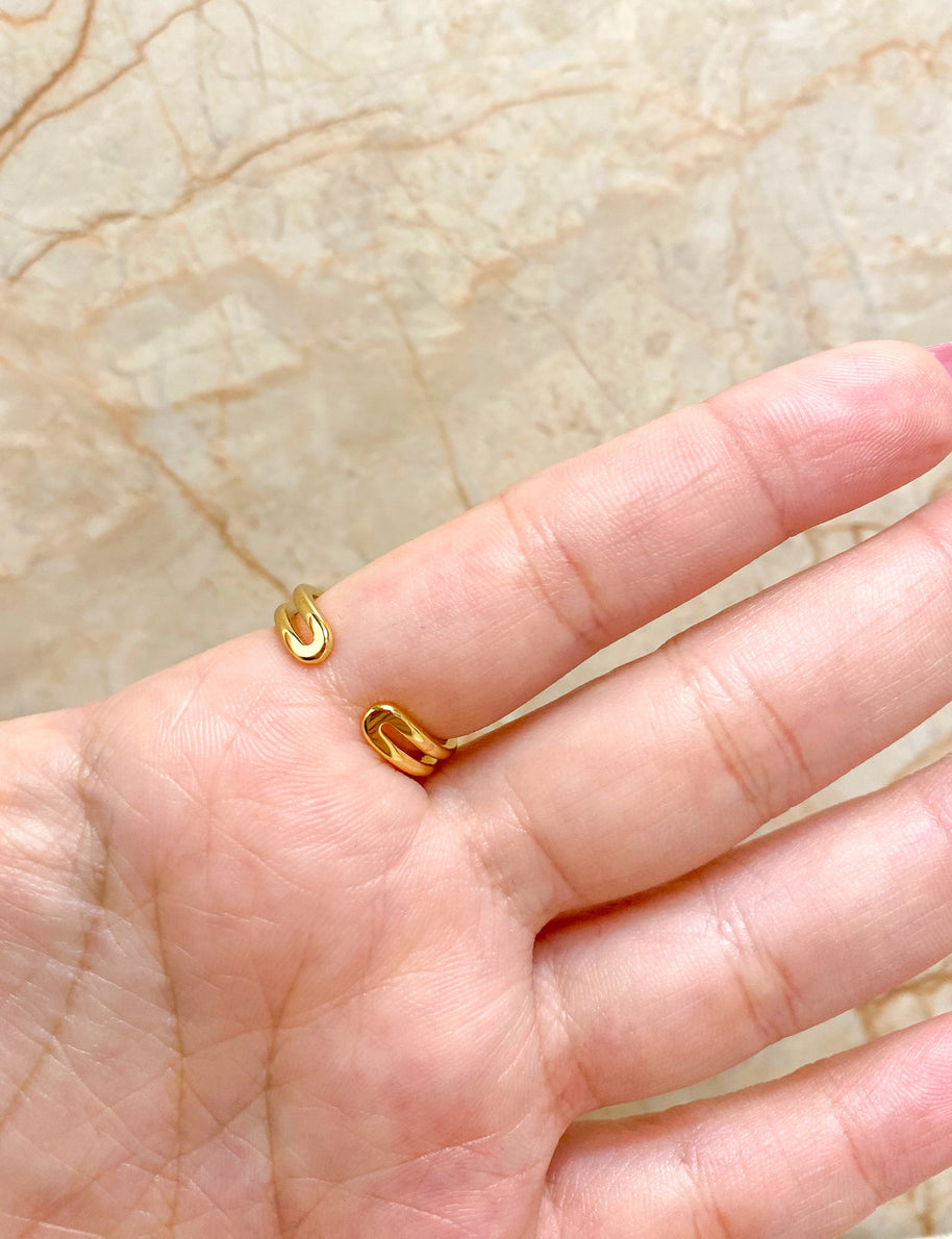 Ring 2 Rows Heart Gold