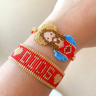 Jesus & God Red, Gold and Blue Miyuki Handmade Adjustable Bracelet