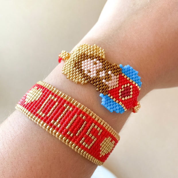 Jesus & God Red, Gold and Blue Miyuki Handmade Adjustable Bracelet