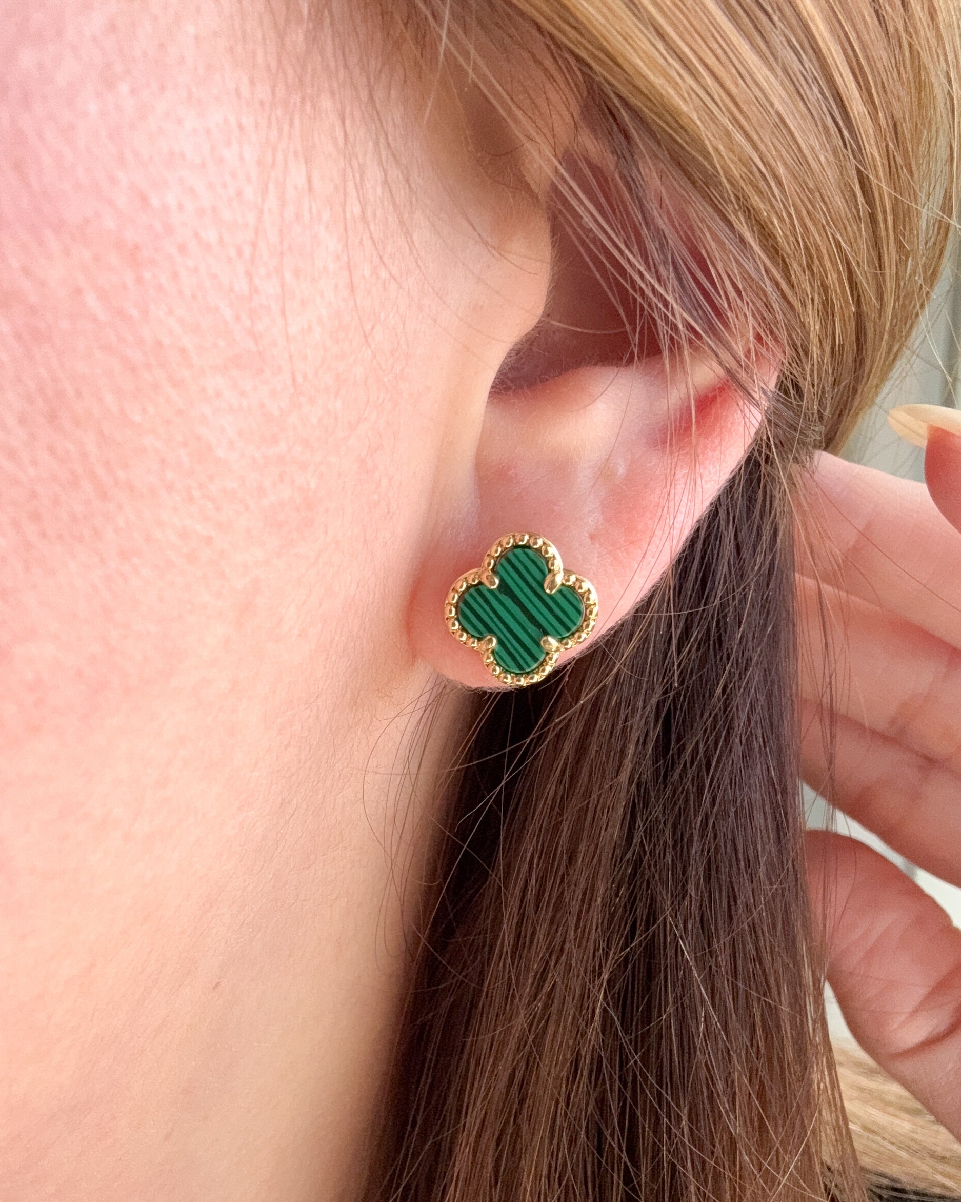Clovers Green & Black Earrings