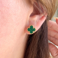 Clovers Green & Black Earrings