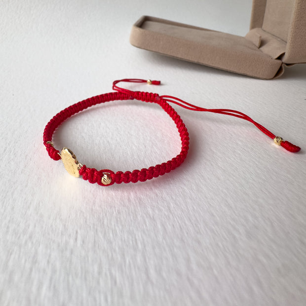 Virgin Mary 18K Gold Red String Bracelet