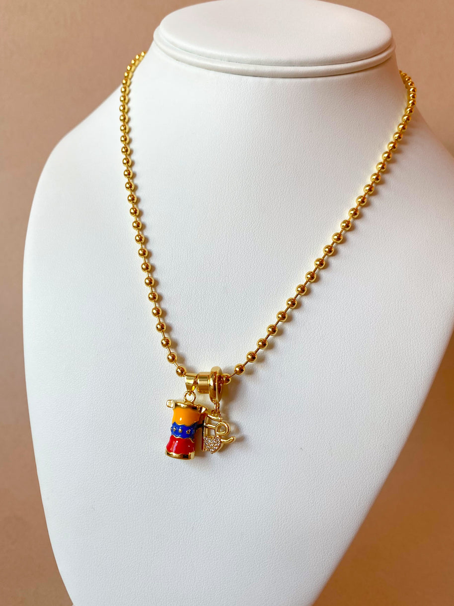 Venezuelan Greca and Faith Charms Necklace