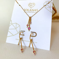 Pink Crystals Steel Necklace or Hoops