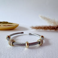 Rigid Steel Silver and Gold Shiny Bracelet