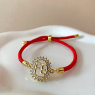 Crystals Faith Charms in Red or Brown Adjustable Bracelets