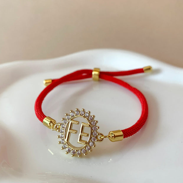 Crystals Faith Charms in Red or Brown Adjustable Bracelets