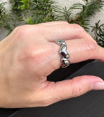 Load image into Gallery viewer, Stainless Steel Ring with Silver Hearts
