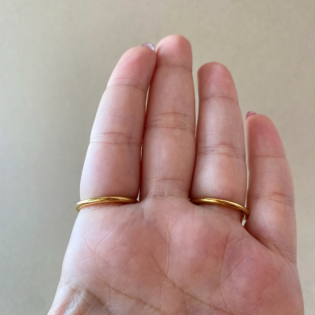 Doble Crystals Golden Steel Ring