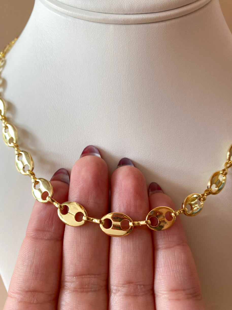 Big Coffee Grain Style Golden Necklace