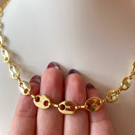 Big Coffee Grain Style Golden Necklace