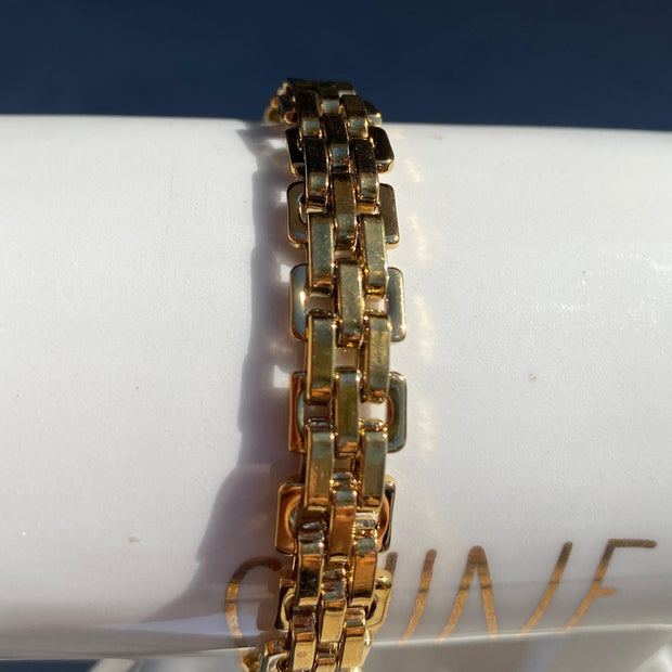 Golden Steel Thick Bracelet for Men