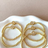 Initials Circular Crystal Golden Elastic Bracelets