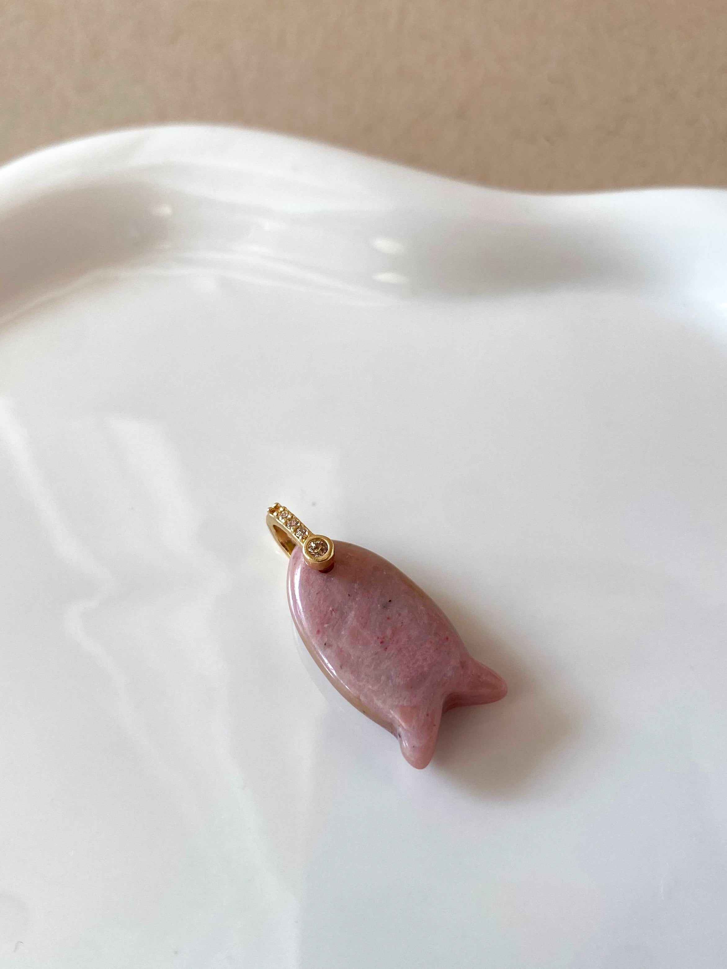 Rhodochrosite Stone Fish Charms