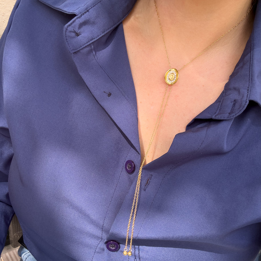 Golden Cowboy Y Style Adjustable Chain Steel Necklace