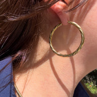 Spiral Golden Steel Big Hoops