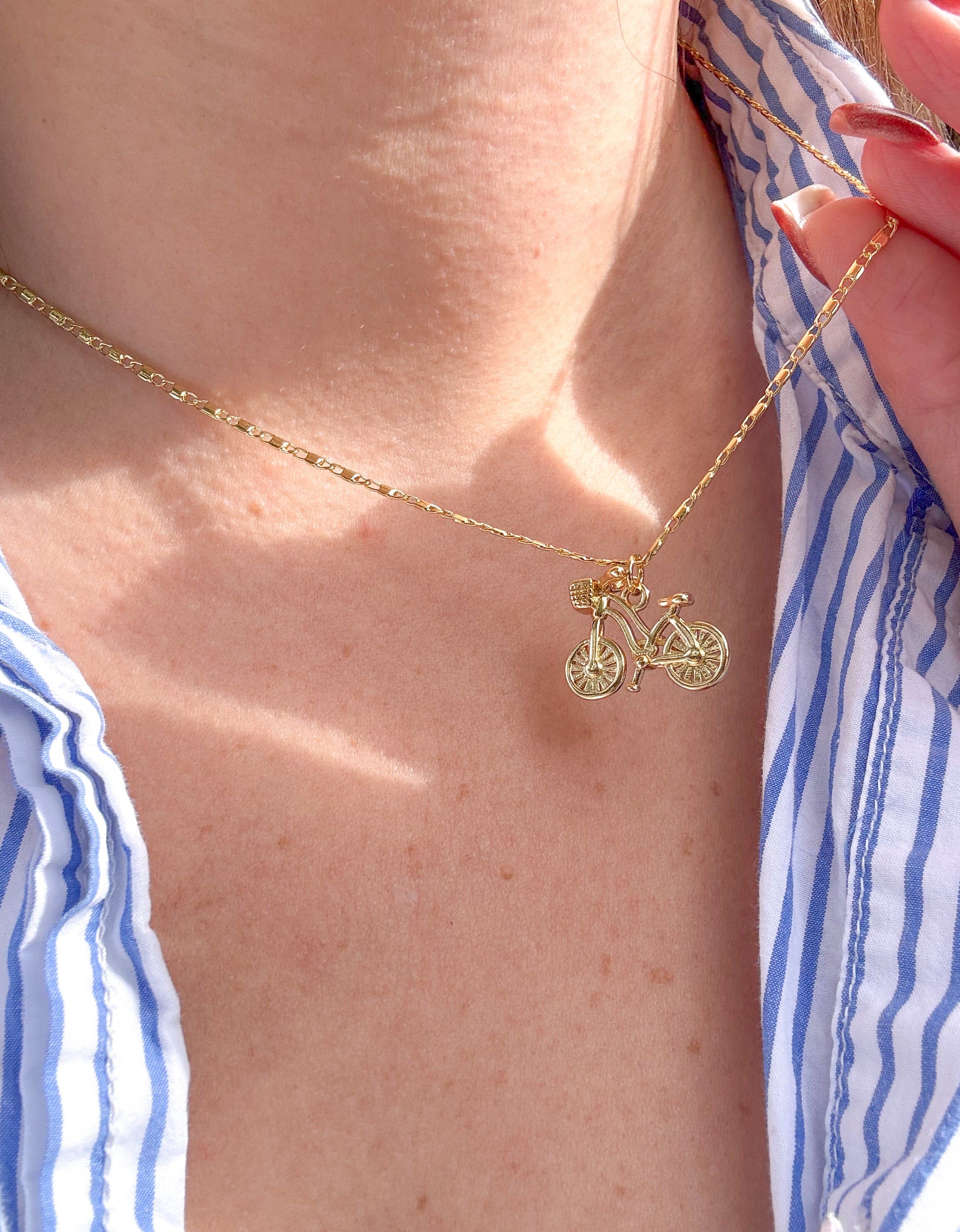 Golden Bicycle Necklace