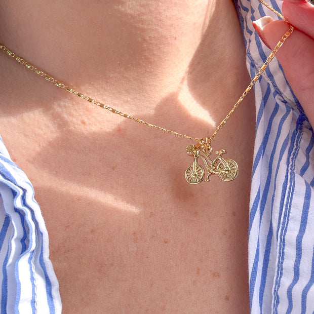 Golden Bicycle Necklace