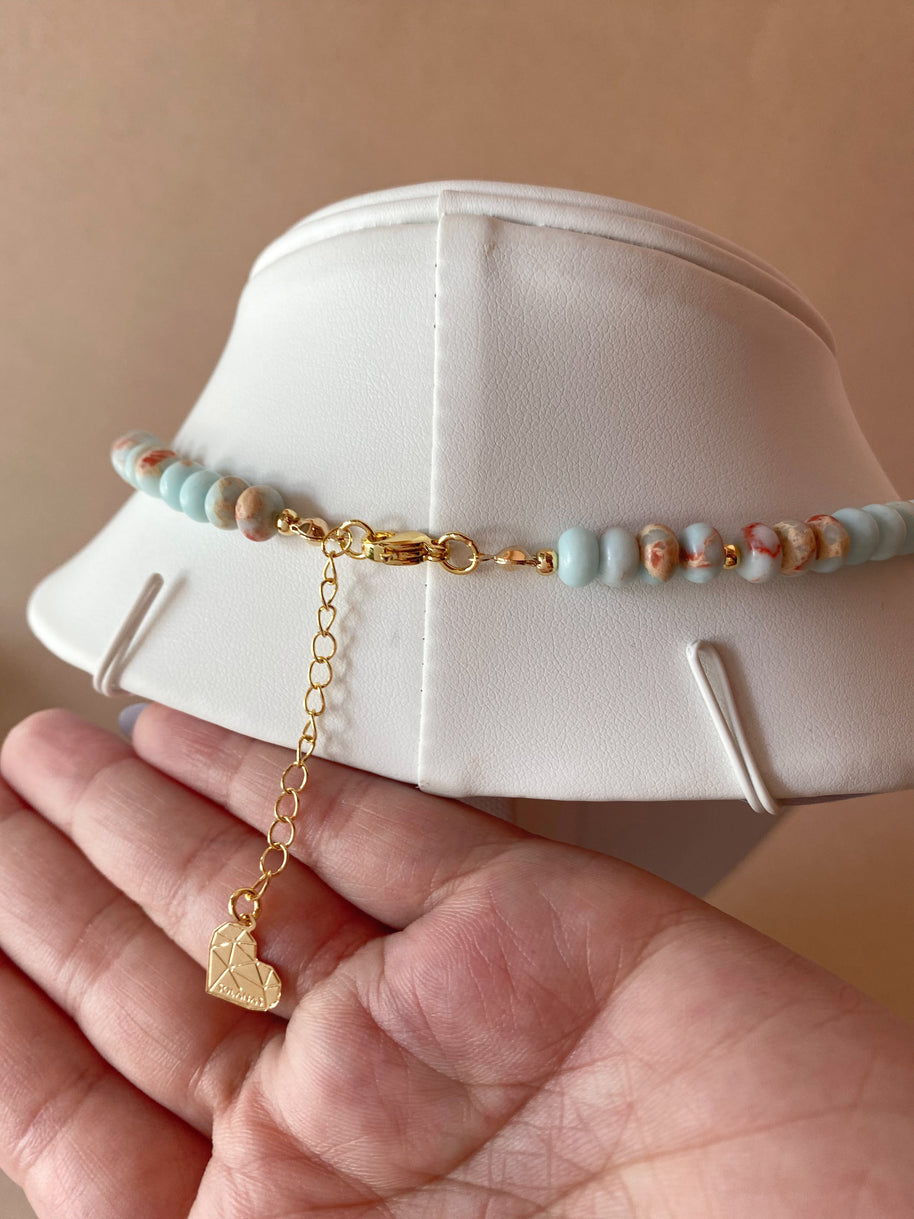 Dragonfly in Light Blue Beads Necklace