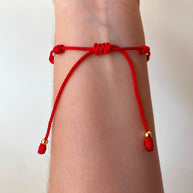 7-Knot Red String Bracelet with blue bead