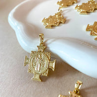 Big St Benedict Golden Cross Charm Medal