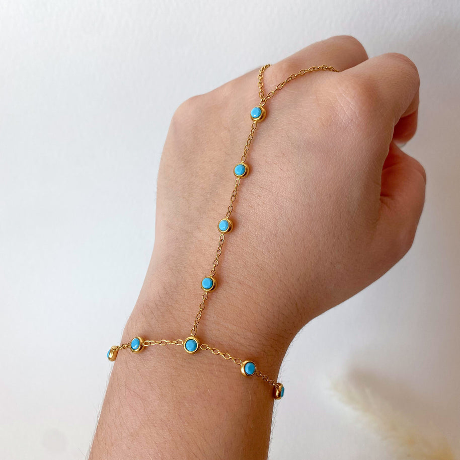 Turquoise Crystal Steel Ring - Bracelet