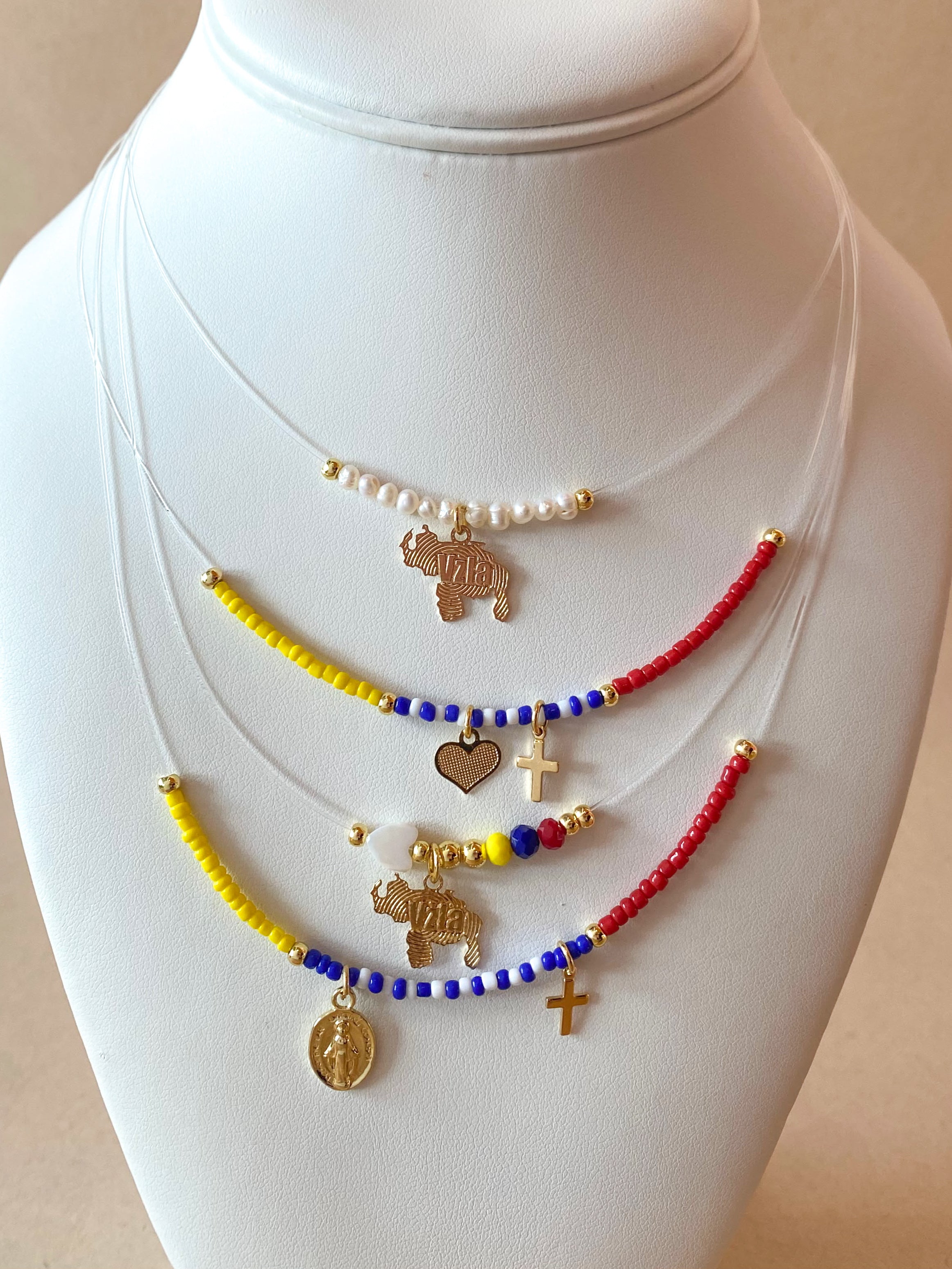 4 different Styles of Venezuelan Type of Ghost Necklaces