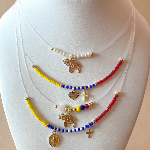 4 different Styles of Venezuelan Type of Ghost Necklaces