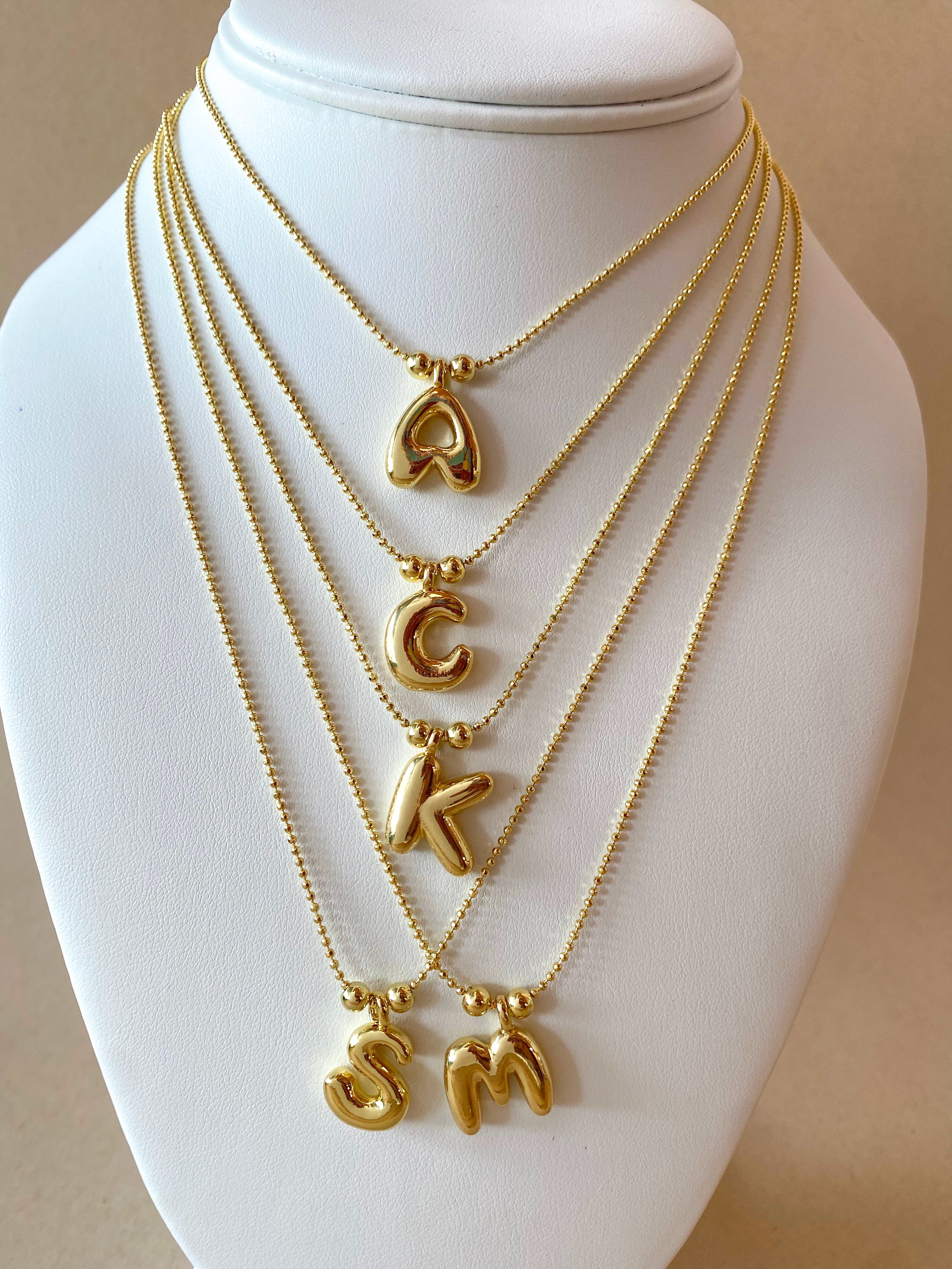 Adjustable Initials Bubble Charms Necklace