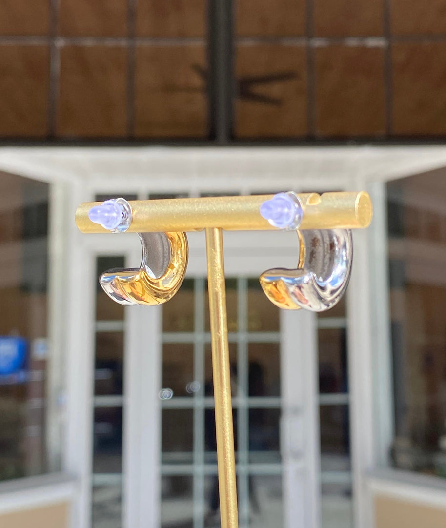 2 Gold Medium Steel Earrings