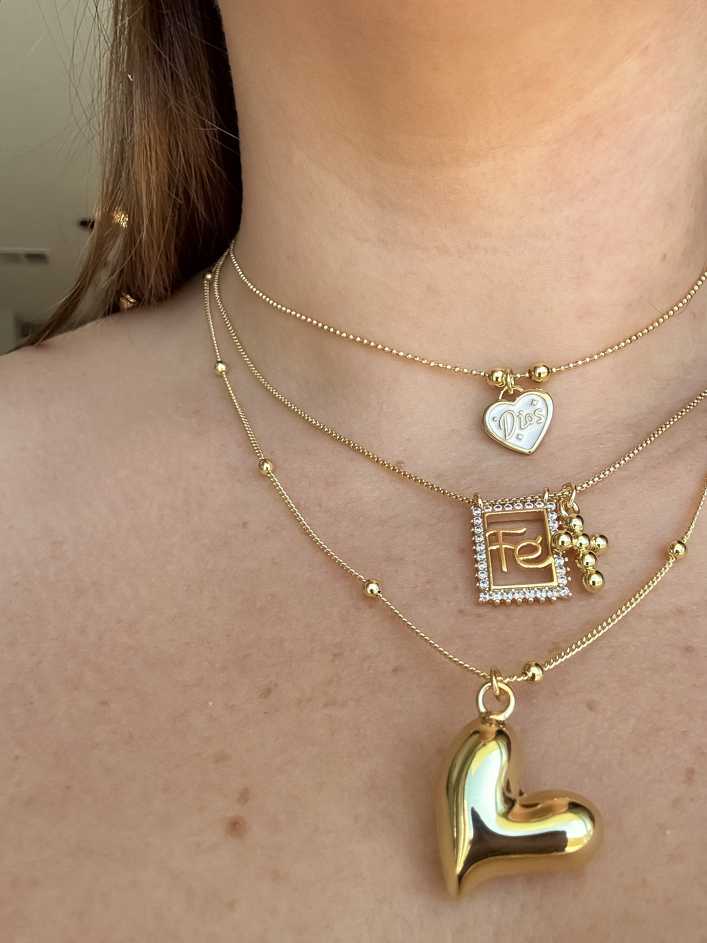 Golden Heart & Religious Necklace