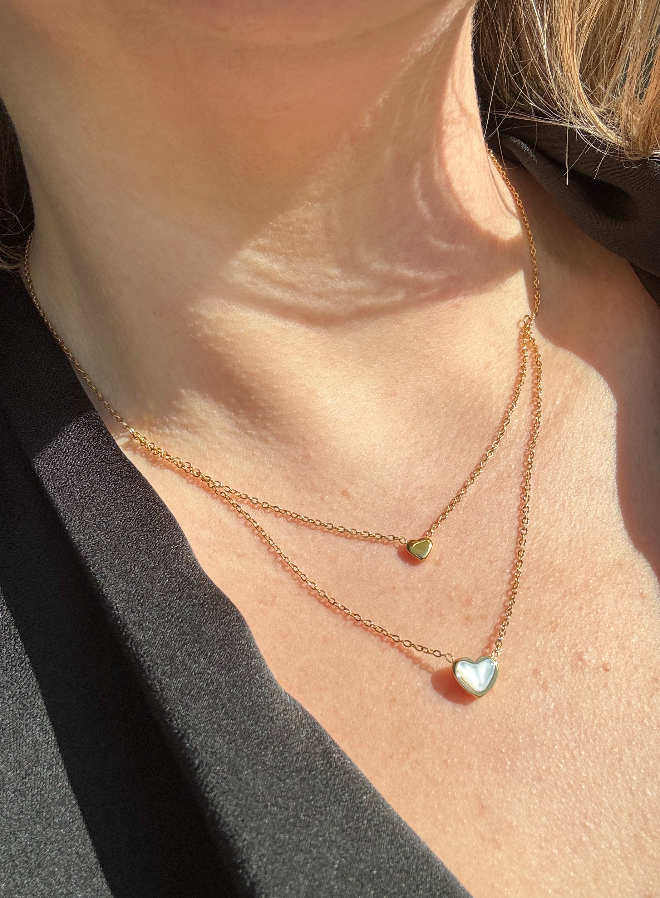 Double Heart Steel Necklace