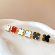 White, Red and Black Clovers Earrings