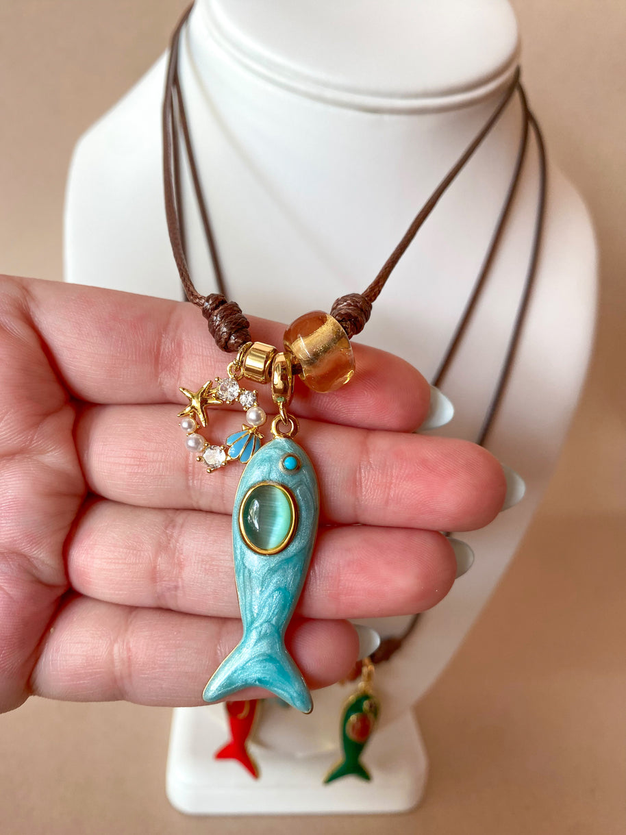 Different Styles of Fish Leather Adjustable Necklaces