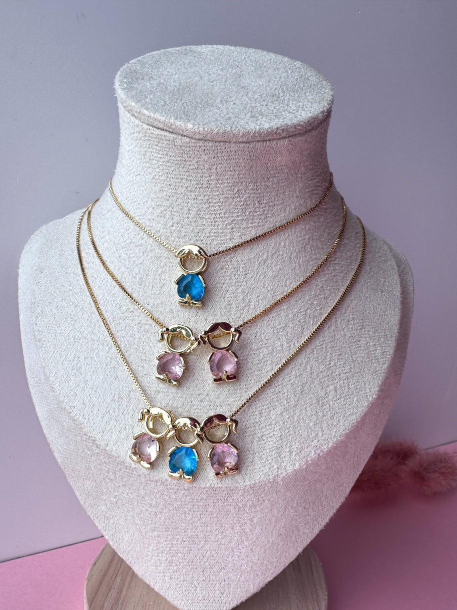 Pink & Blue Medium Kids Necklaces